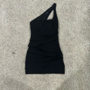 Black One Shoulder Mini Dress